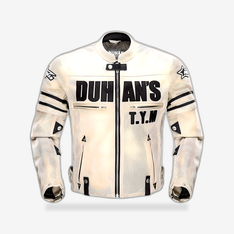 Retro Summer Riding Jacket front view - AtomBiker