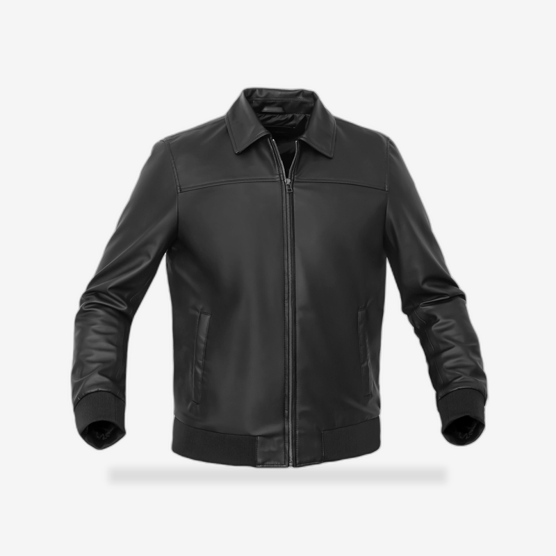 Midnight Forge Men’s Faux Leather Motorcycle Jacket front view - AtomBiker