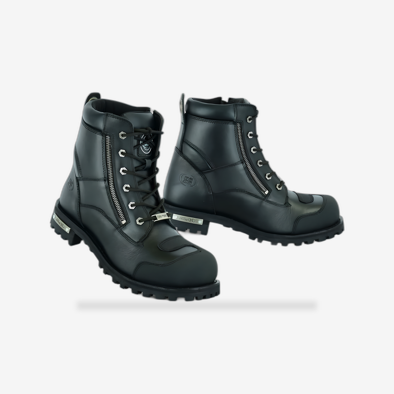 Men's Side Zipper Waterproof Ankle Protection Boots front view - AtomBiker