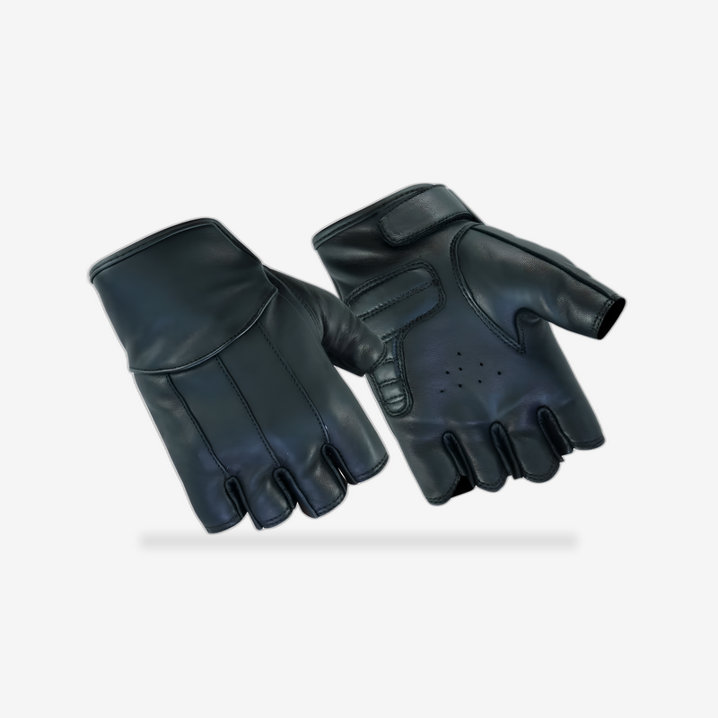 Women's Tough Deer Skin Fingerless Glove front view - AtomBiker