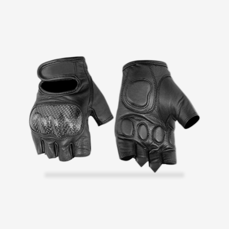 Leather Fingerless Motorcycle Gloves