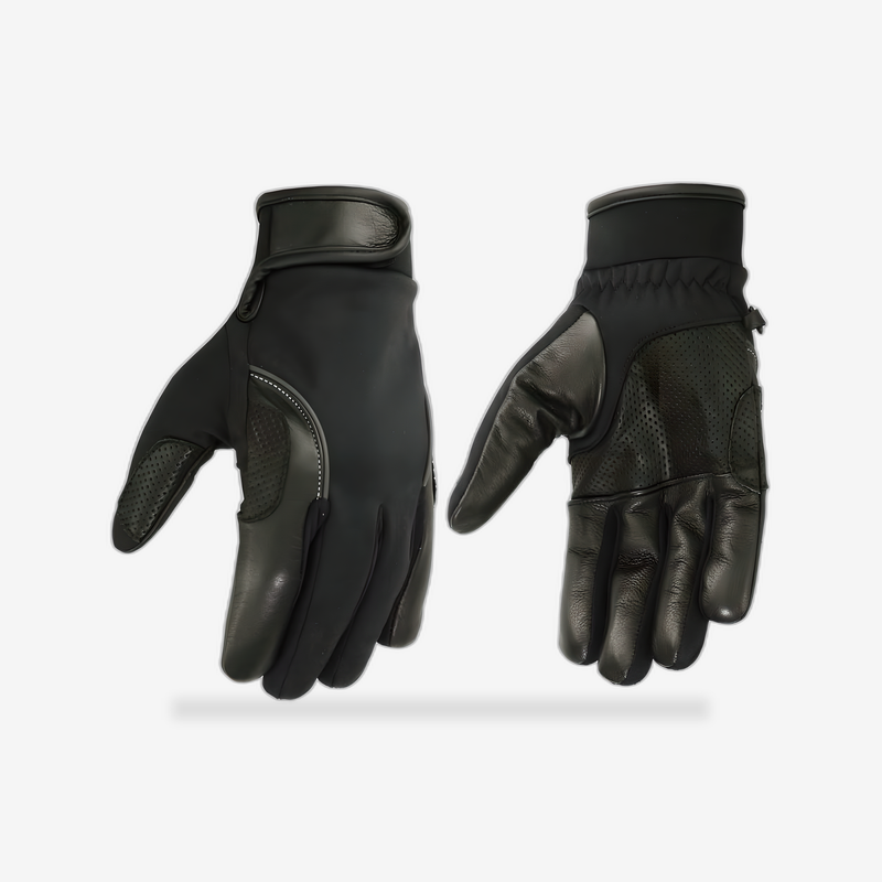Leather/ Textile Lightweight Glove front view - AtomBiker