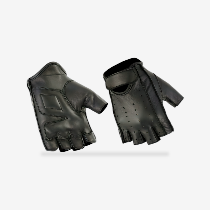 Premium Fingerless Cruiser Glove front view - AtomBiker