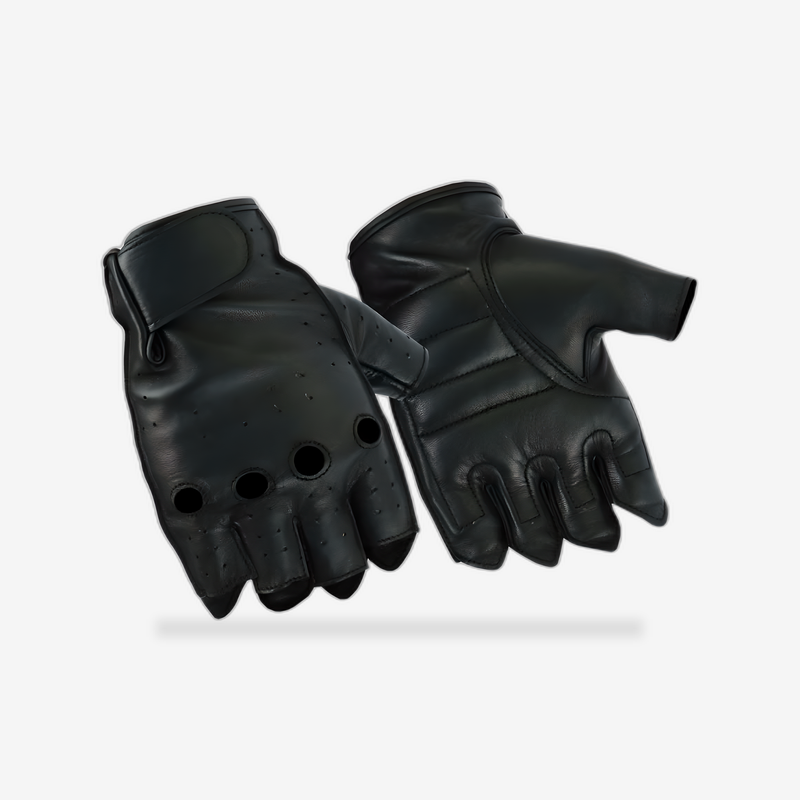 Men's Advance Deer Skin Fingerless Gloves front view - AtomBiker