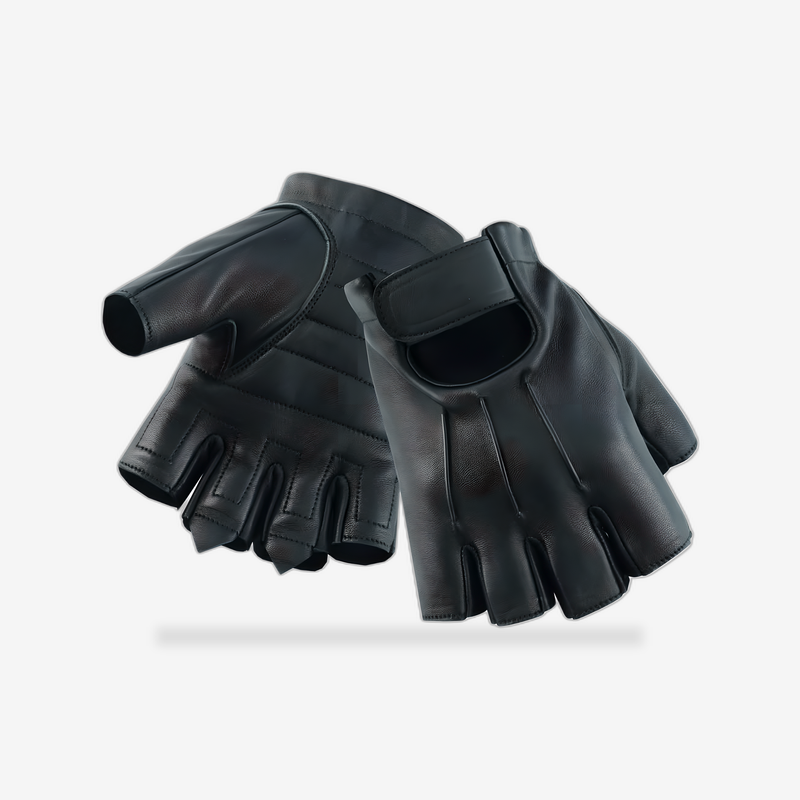 Men's Hardy Deer Skin Fingerless Glove front view - AtomBiker