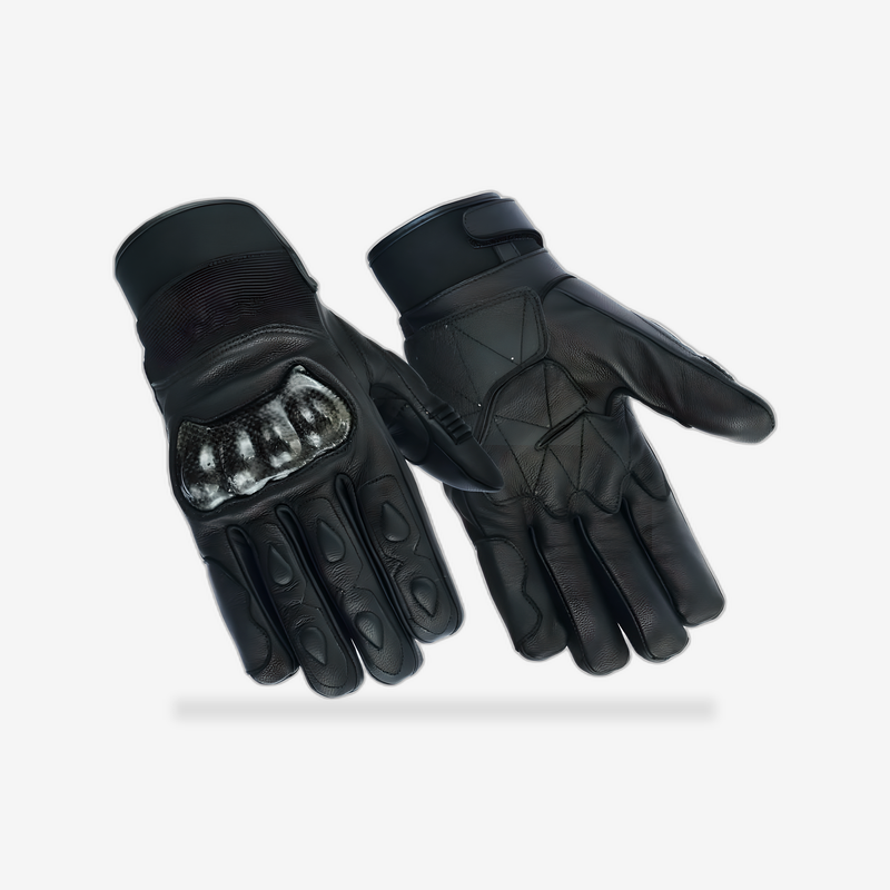 Leather/Textile Performance Glove front view - AtomBiker