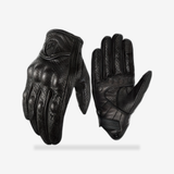 Classic Retro Leather Gloves front view - AtomBiker
