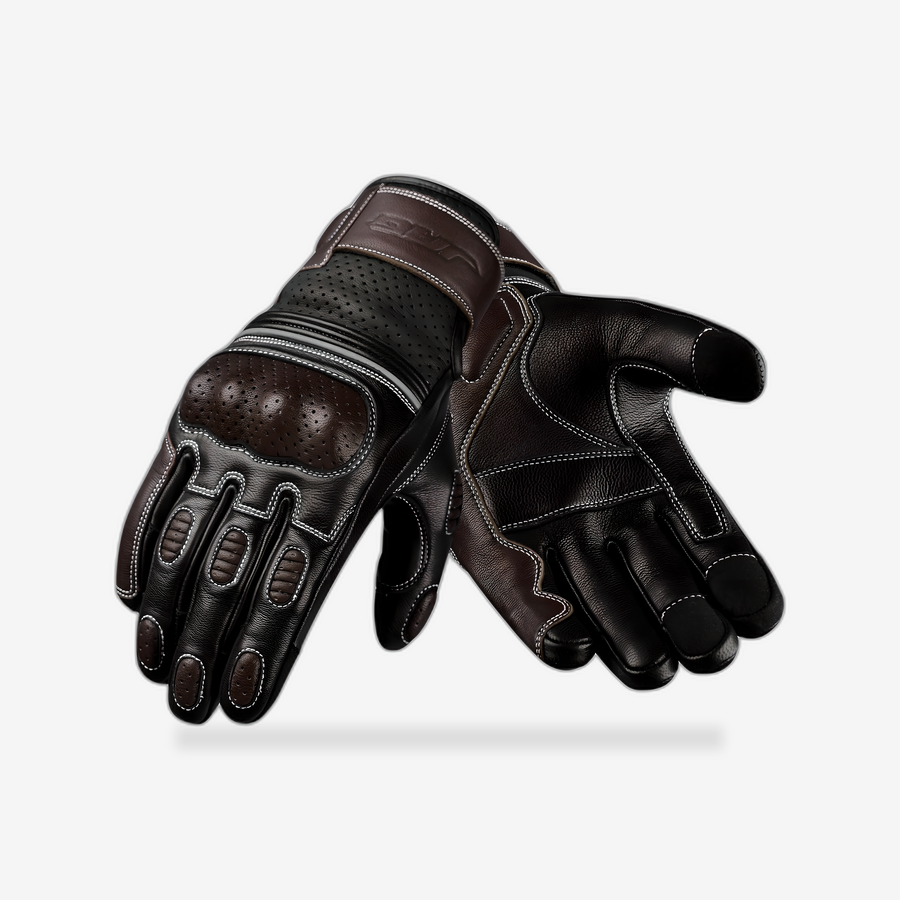 Ninja Leather Riding Gloves front view - AtomBiker