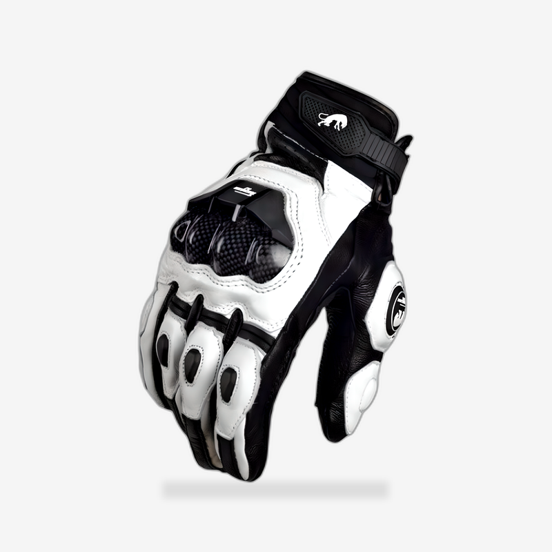 Velocity Racing Leather Gloves front view - AtomBiker