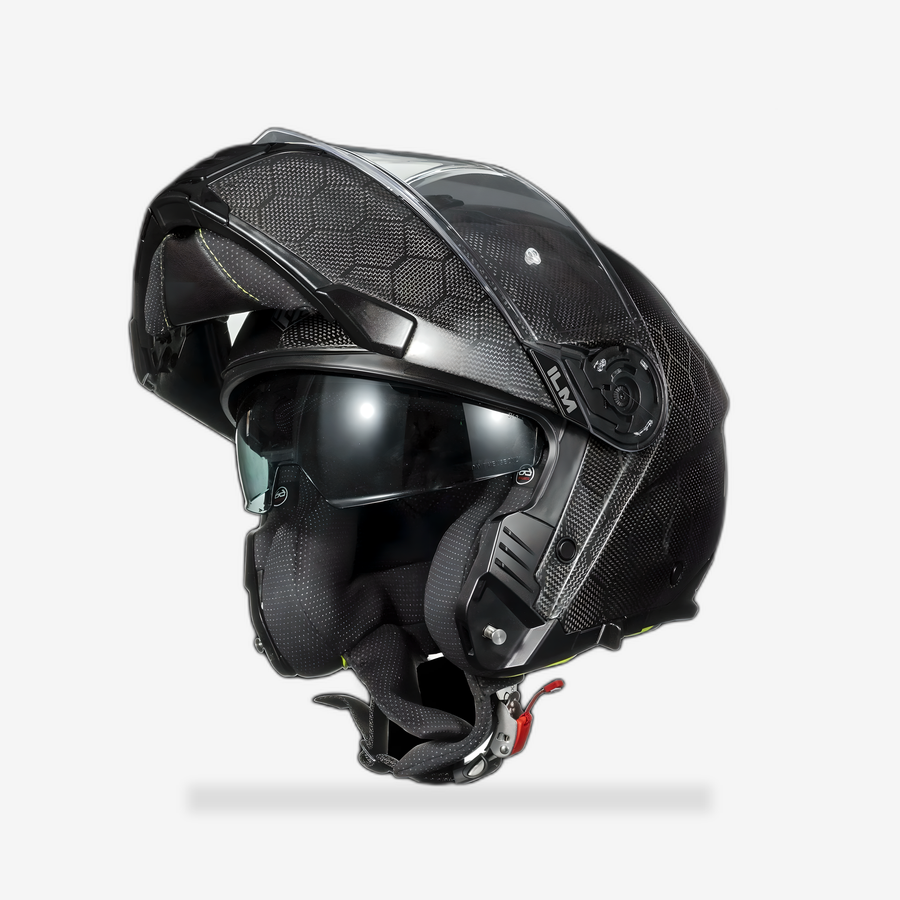 ILM Carbon Fiber Motorcycle Modular Helmets DOT ECE Model MF529F front view - AtomBiker