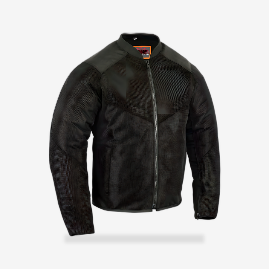 Men's Ventilated Mesh Motorcycle Jacket – Sporty, All-Season front view - AtomBiker