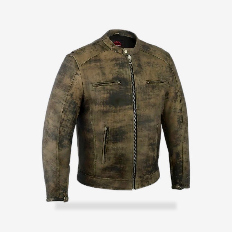 Men's Antique Brown Motorcycle Cruiser Jacket front view - AtomBiker