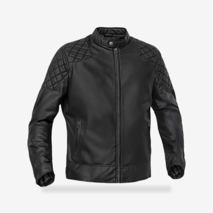 Venture Guard Men’s Faux Leather Motorcycle Jacket front view - AtomBiker
