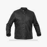 Night Bolt Men’s Faux Leather Motorcycle Jacket front view - AtomBiker