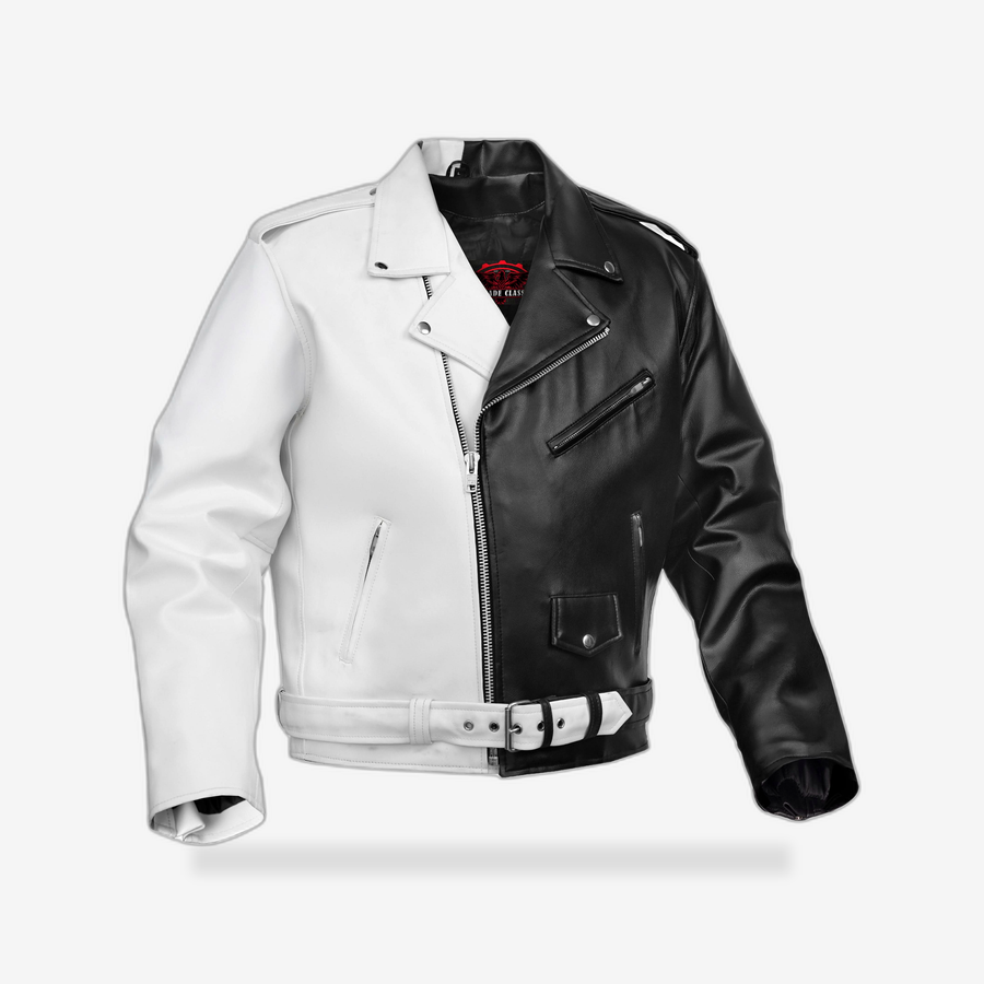 Mono Racer Mens Faux Leather Motorcycle Jacket front view - AtomBiker