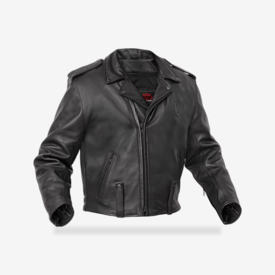 Rogue Rider Men’s Leather Motorcycle Jacket front view - AtomBiker
