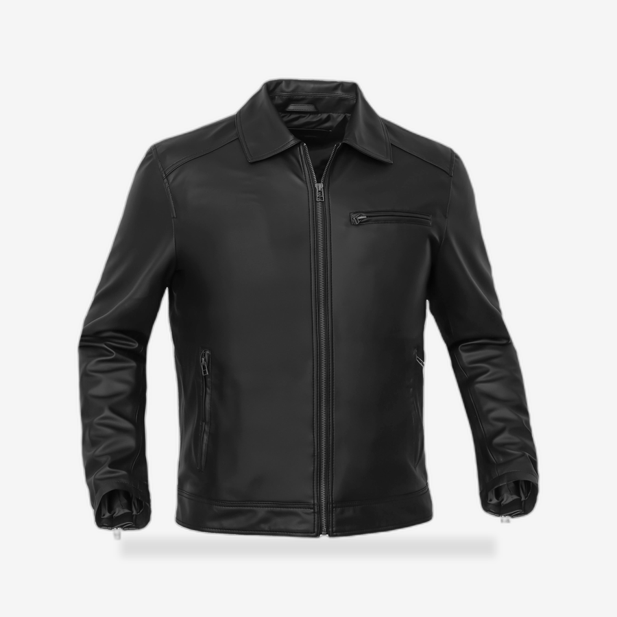 Jet Pace Men’s Faux Leather Motorcycle Jacket front view - AtomBiker