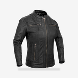 Furyforge Pro - Women’s Motorcycle Leather Jacket front view - AtomBiker