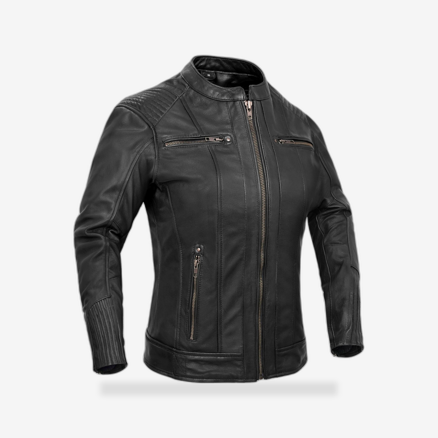 Furyforge Pro - Women’s Motorcycle Leather Jacket front view - AtomBiker