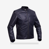 NavyFlux Men’s Faux Leather Jacket front view - AtomBiker