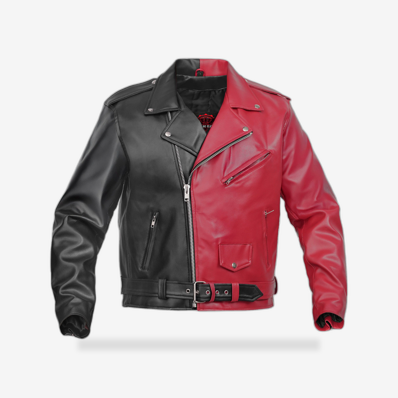 Void Ember Men’s Faux Leather Motorcycle Jacket front view - AtomBiker
