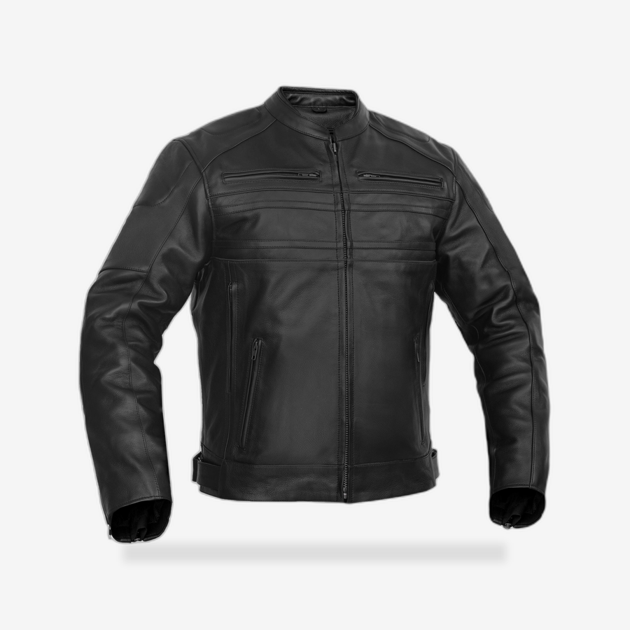 Tarmac Mens Leather Motorcycle Jacket front view - AtomBiker
