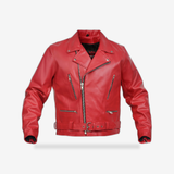 Crimson Firebrand Men’s Faux Leather Motorcycle Jacket front view - AtomBiker