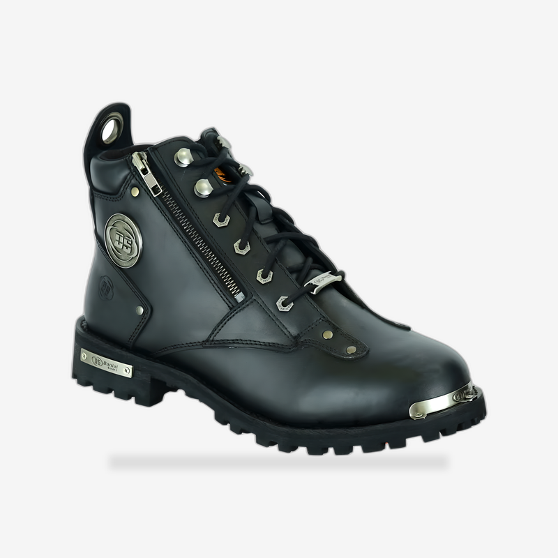 Men's 6'' Side Zipper Plain Toe Boot front view - AtomBiker