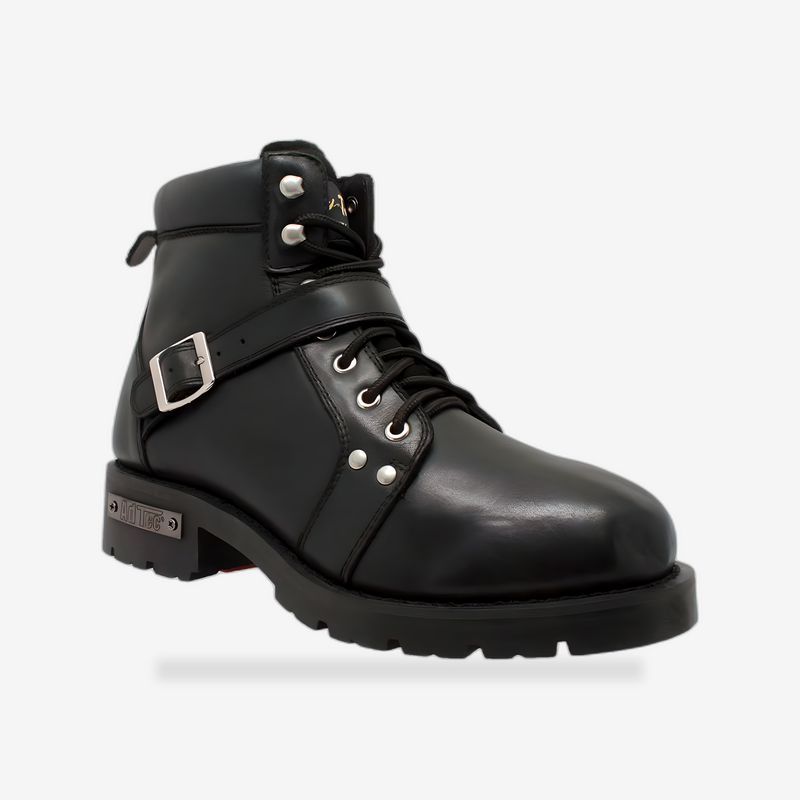 Edgewalker Men's 6"  Black Motorcycle Boots front view - AtomBiker