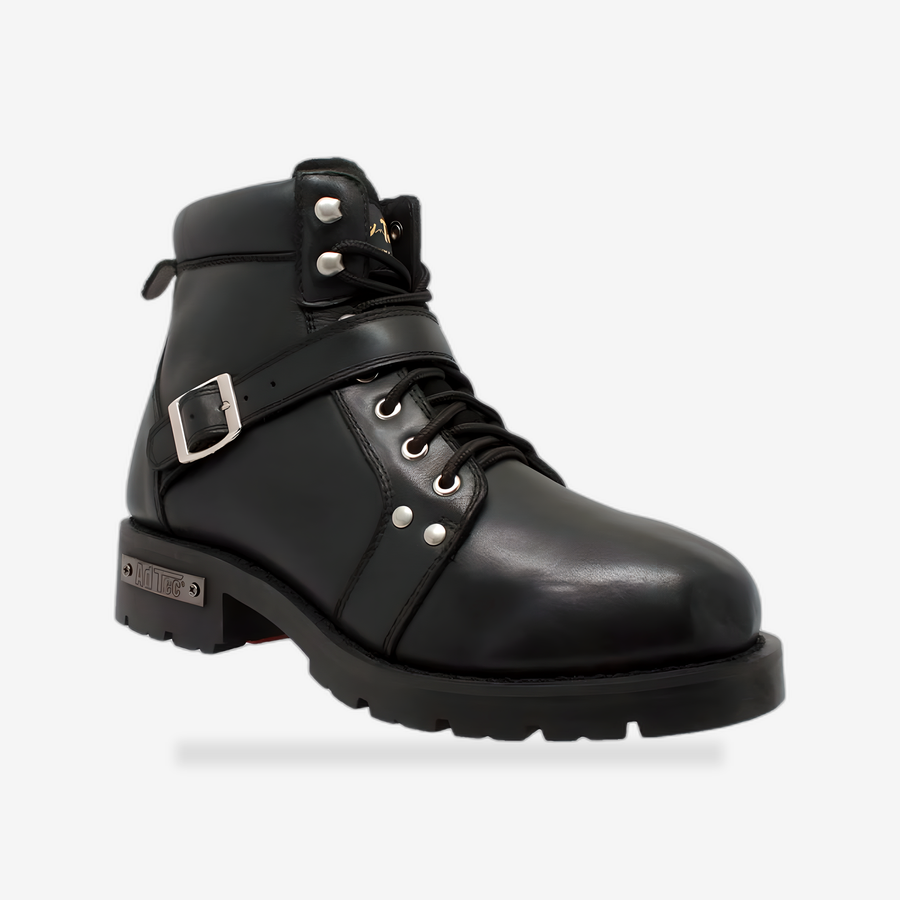 Edgewalker Men's 6"  Black Motorcycle Boots front view - AtomBiker