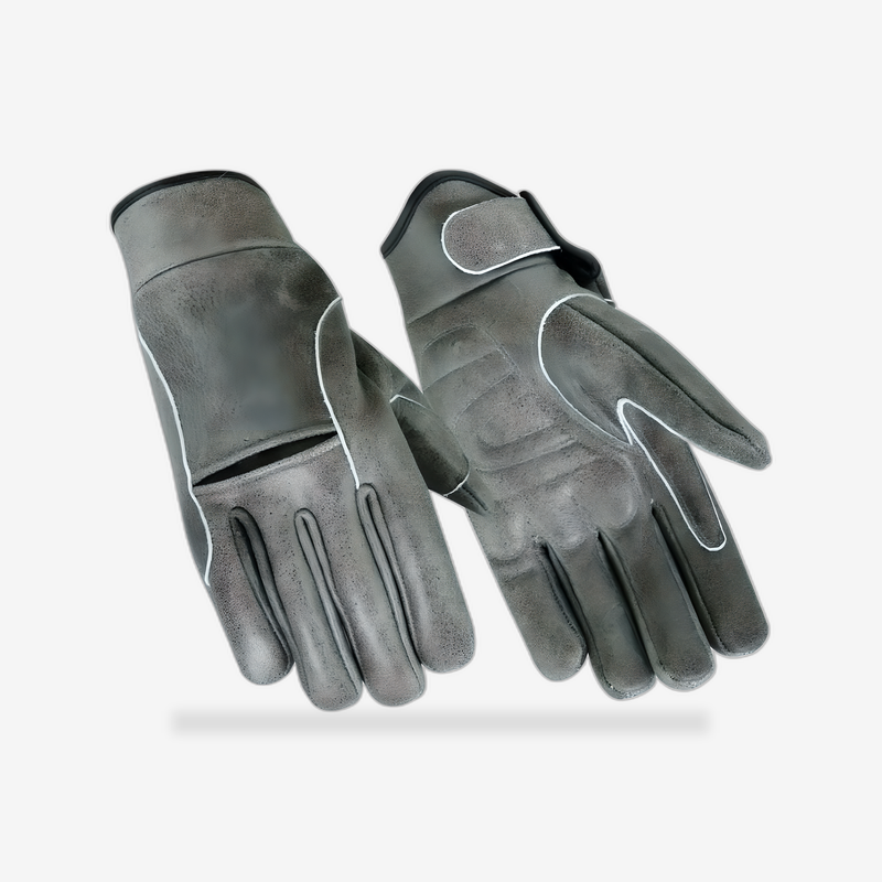 Premium Gray Cruiser Glove front view - AtomBiker
