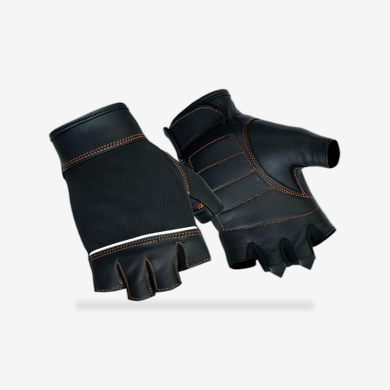 Women's Fingerless Glove with Orange Stitching Details