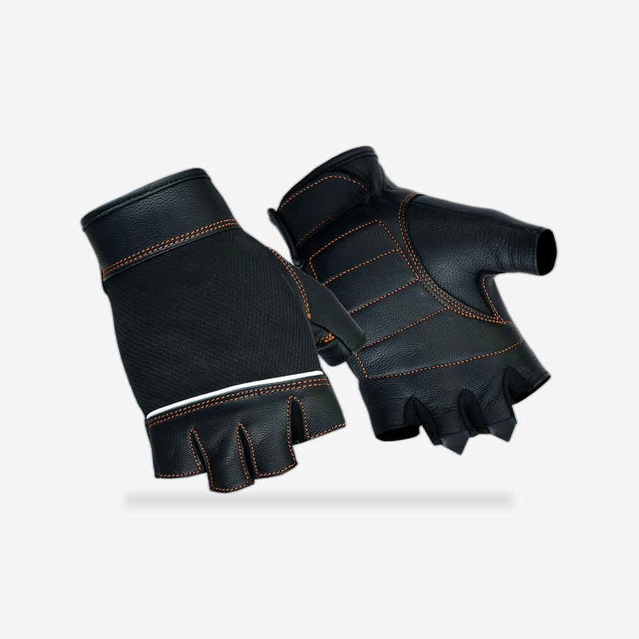 Women's Fingerless Glove with Orange Stitching Details