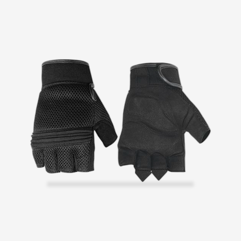Synthetic Leather/ Mesh Fingerless Motorcycle Gloves