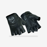 Reflective Skull Fingerless Motorcycle Gloves