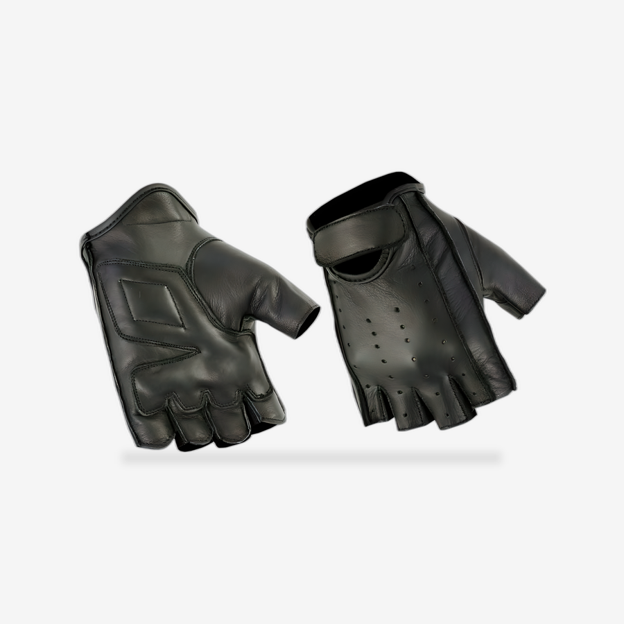 Premium Fingerless Cruiser Glove front view - AtomBiker