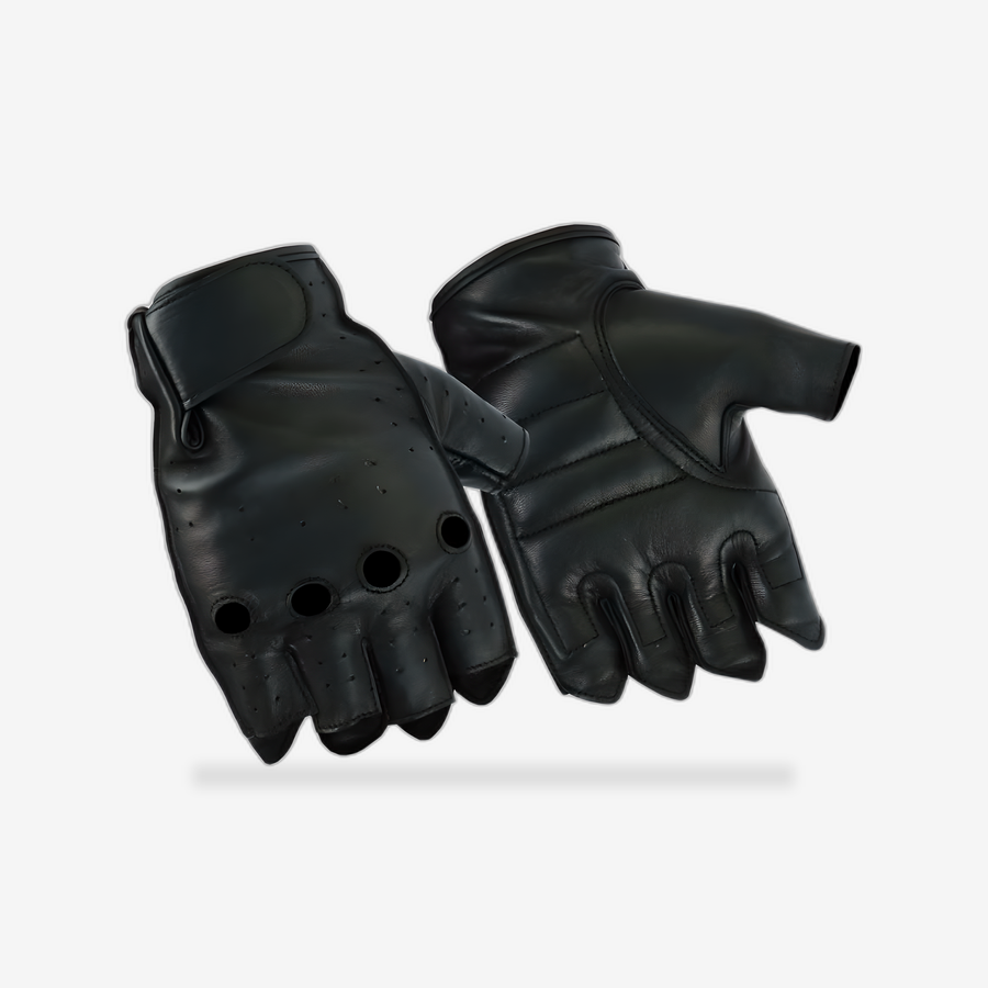 Men's Advance Deer Skin Fingerless Gloves front view - AtomBiker