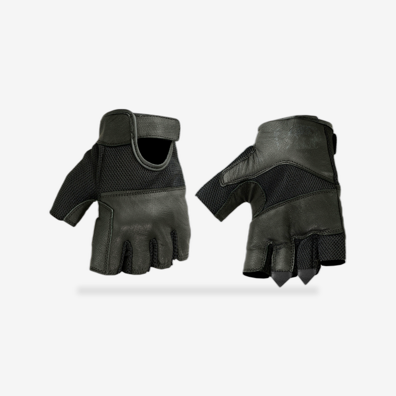 Leather/ Mesh Fingerless Motorcycle Gloves