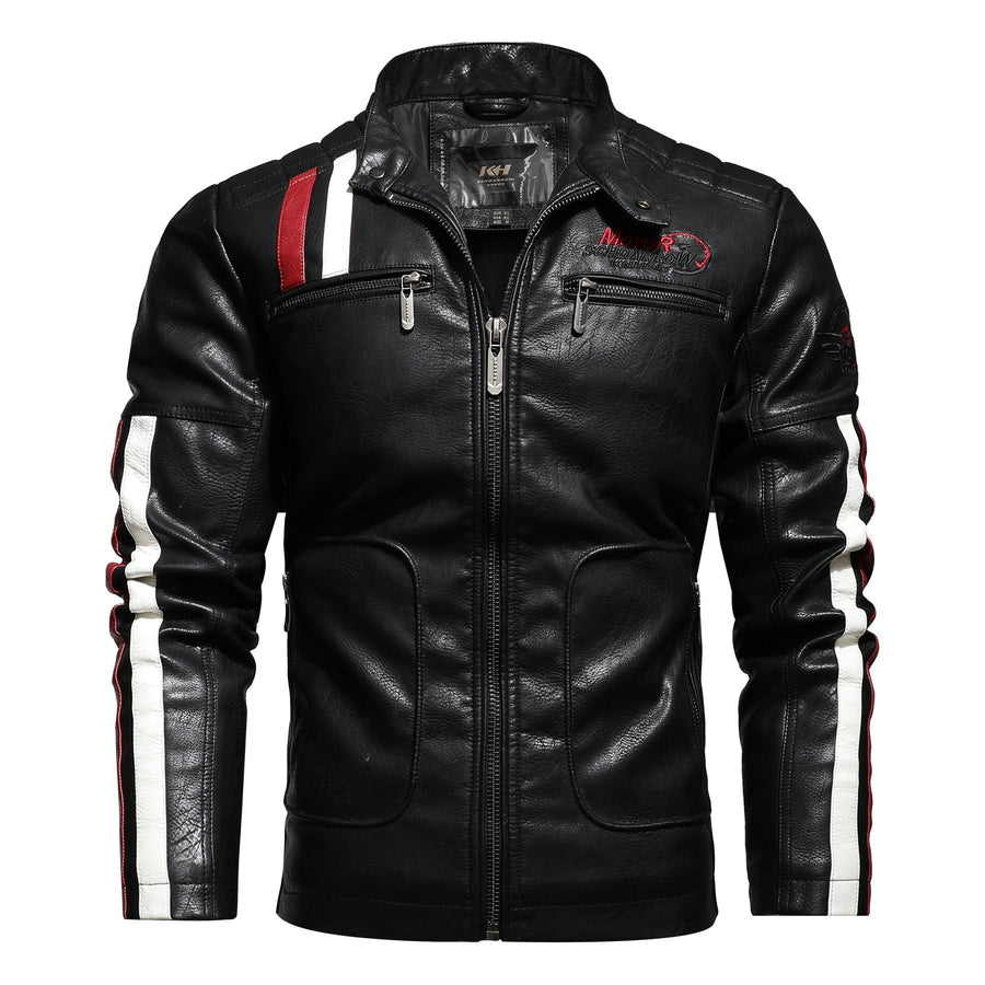 Racing Stripe Leather Jacket