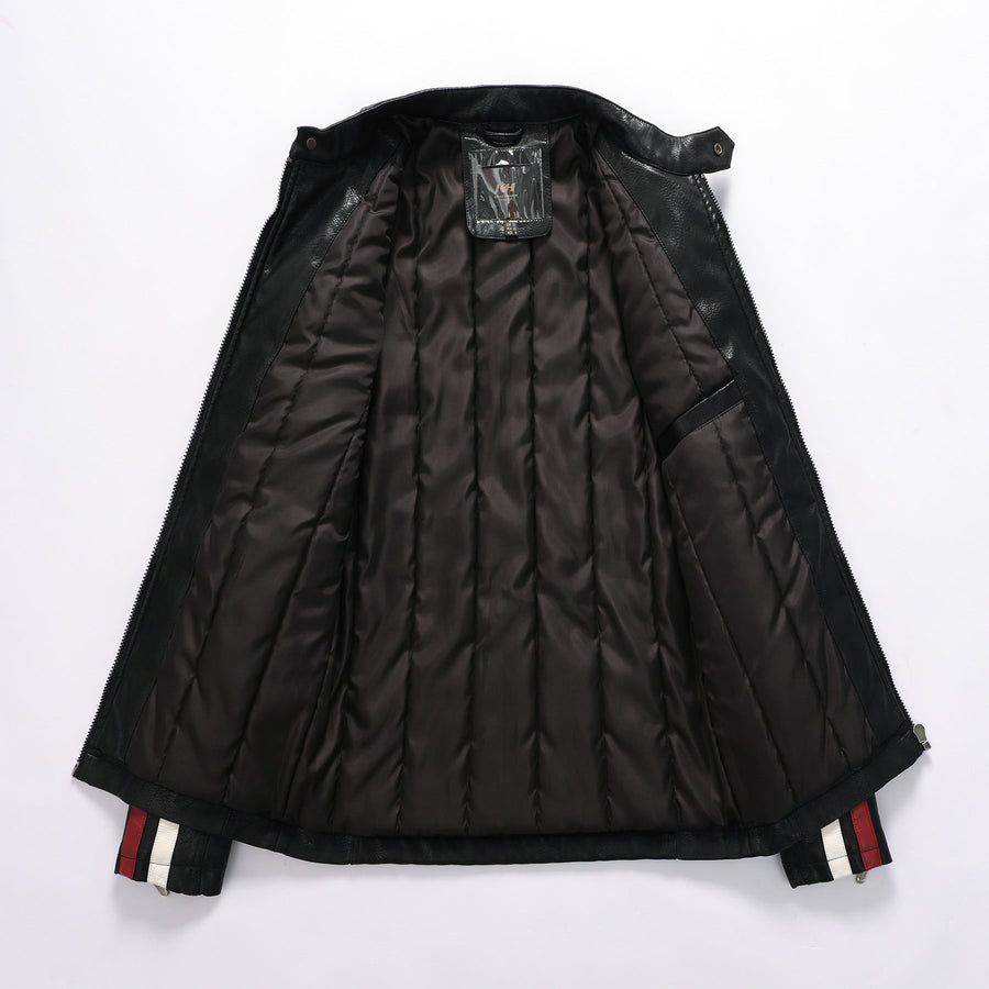 Racing Stripe Leather Jacket