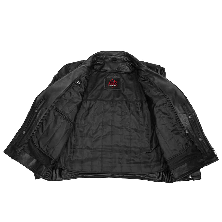 Black Cavalry Leather Motorcycle Jacket