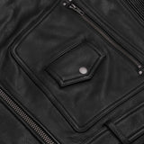 Black Cavalry Leather Motorcycle Jacket