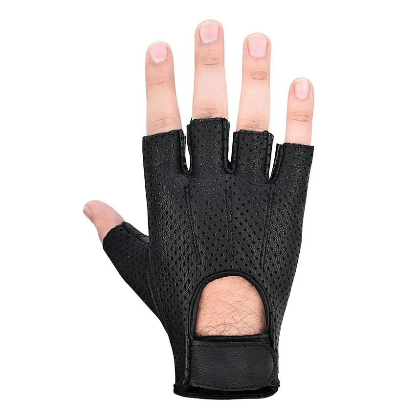 Perforated Fingerless Motorcycle Gloves