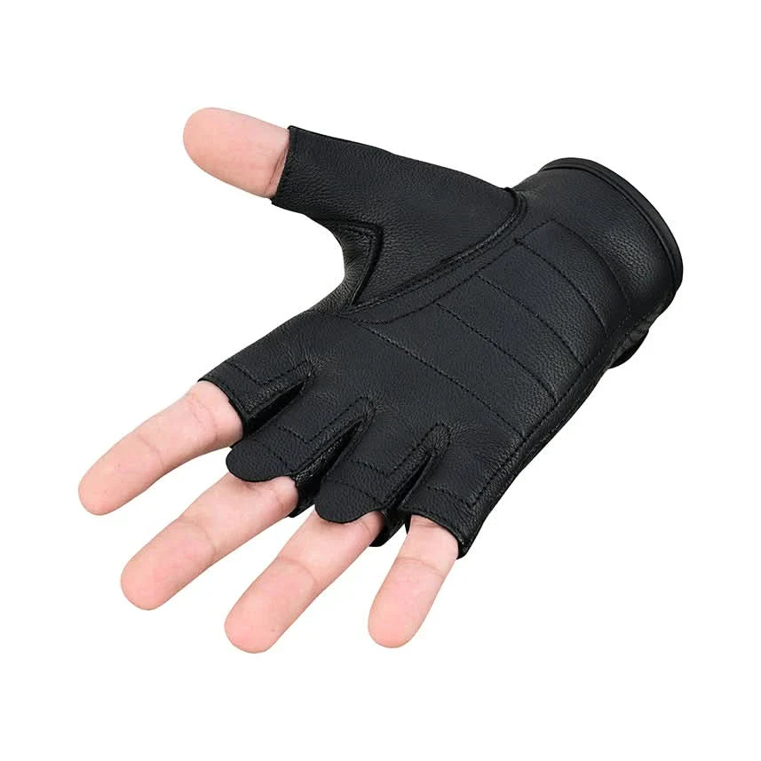Perforated Fingerless Motorcycle Gloves
