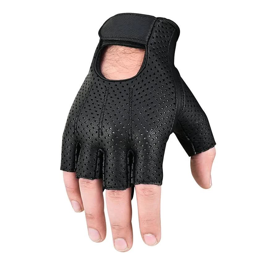 Perforated Fingerless Motorcycle Gloves