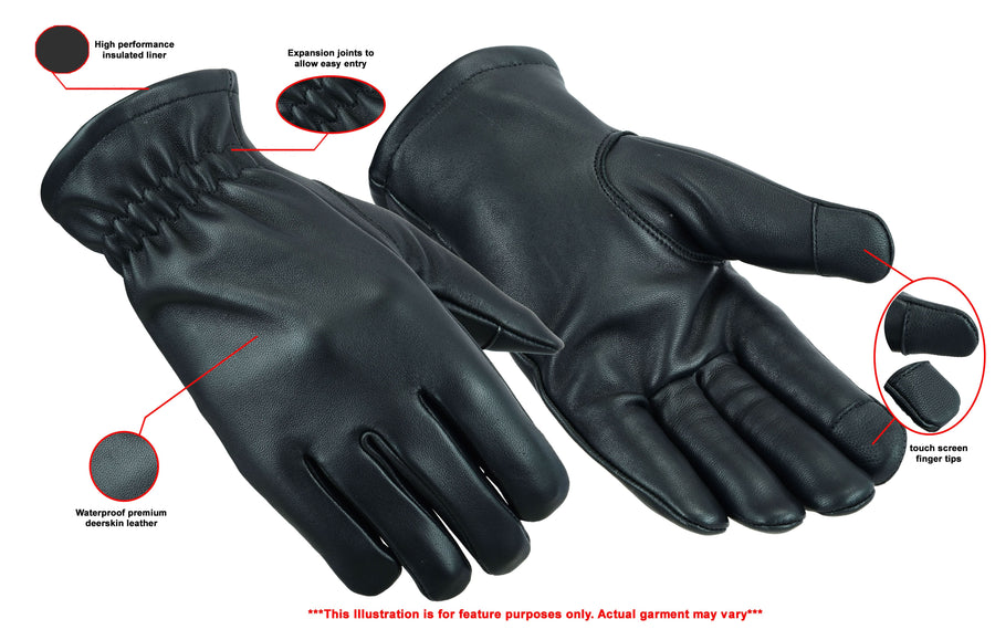 Deerskin Waterproof Thermal Lined Motorcycle Gloves