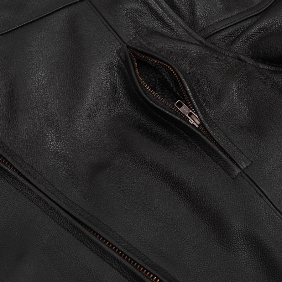 Black Vented Leather Jacket