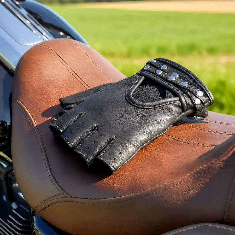 Hot Leathers GVL1010 Ladies Fingerless Gel Palm Gloves with Studs