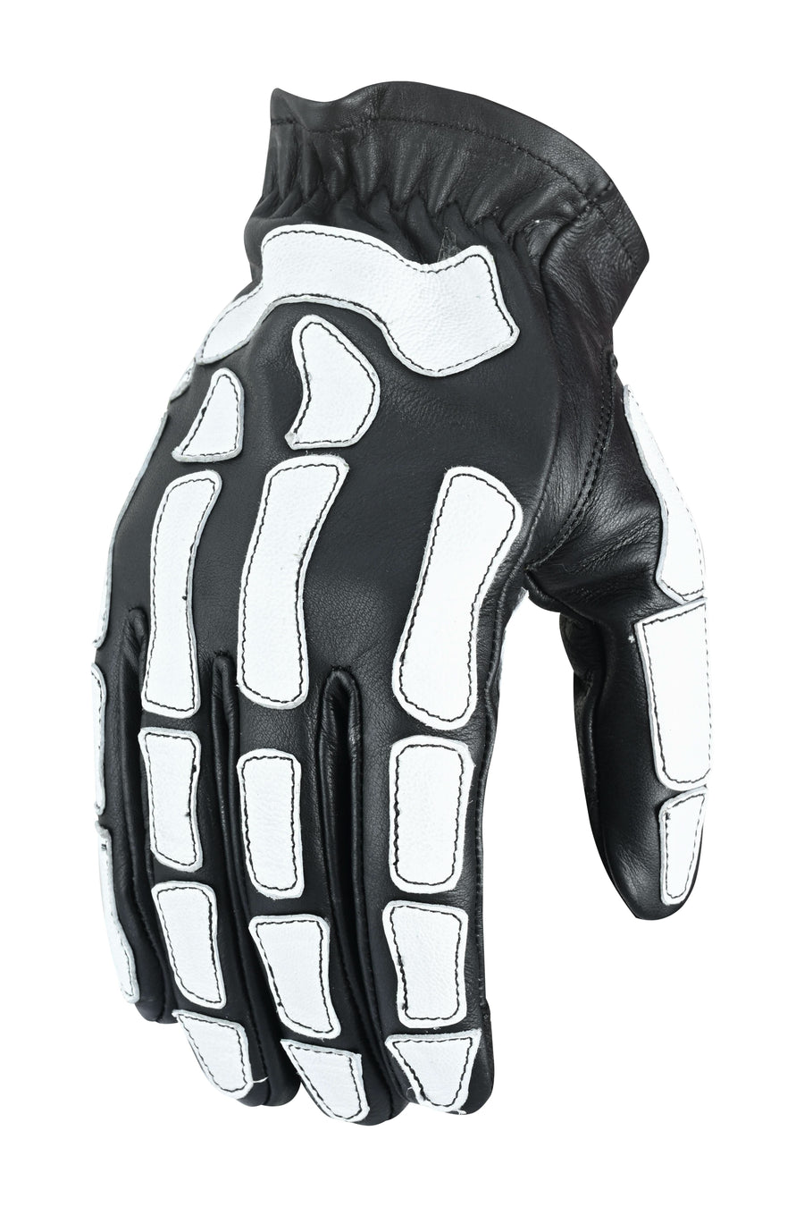 SkullTrail Men's leather gloves Black & White