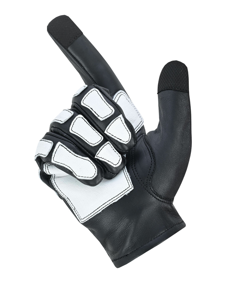 SkullTrail Men's leather gloves Black & White